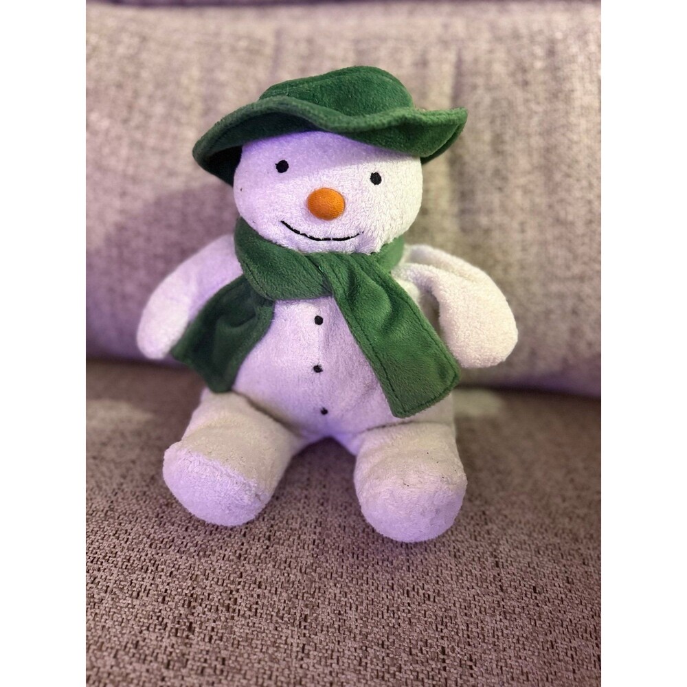 Snowman Plush Toy with Green Hat and Scarf